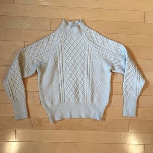 Vero Moda Cream Beige Cable Knit Mock Neck Sweater